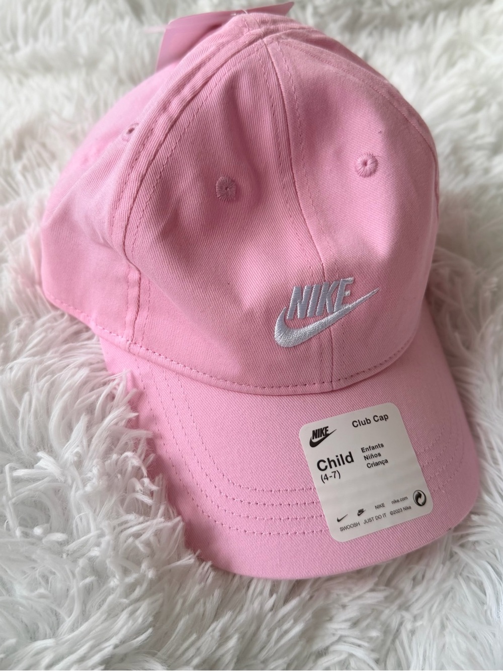 Nike Pink Kids' Club Cap with White Embroidered Swoosh
